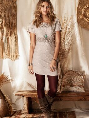 Free People New Romantics Bell Shift Crochet Lace Dress M